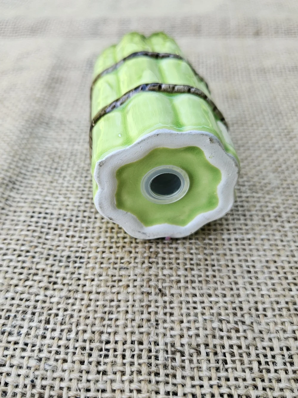 Vintage Green Ceramic Asparagus Salt Shaker